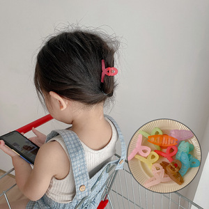 韩国夏季糖果色磨砂哑光儿童爪夹小清新女童后脑勺发夹鲨鱼抓夹