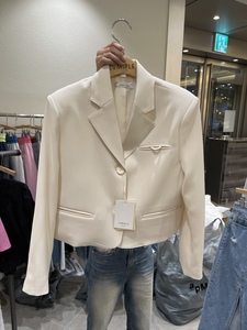 韩国代购修身短款西装东大门新款优雅两扣翻领女士小西服外套女装