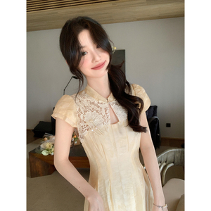 花栗鼠小姐 亭玉佳人 新中式小立领改良旗袍日常小个子连衣裙夏季