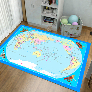 世界地图地毯中国地图儿童玩耍游戏毯卡通幼儿园阅读早教看书地垫