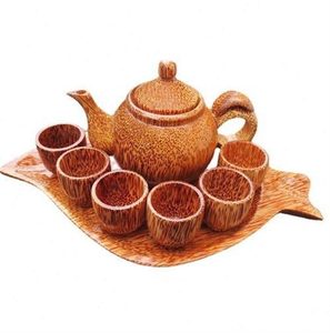 越南椰子木工艺品茶具摆件茶壶酒壶天然实木制作茶具茶杯
