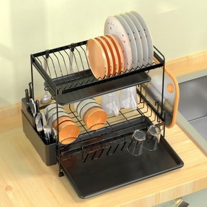 双层多功能碗碟架组装碗盘置物架筷勺餐具沥水篮厨房用品收纳整理