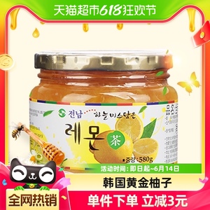 全南 韩国进口蜂蜜柚子茶580g 颗粒果肉方便聚餐维C冲泡饮品