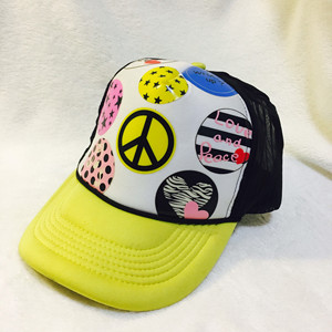 韩版棒球帽 潮牌嘻哈时尚运动帽子 黄色 彩色贴纸图案