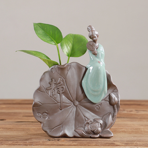 创意水养绿萝水培花瓶玻璃容器鲜花植物插花瓶子花盆陶瓷桌面摆件