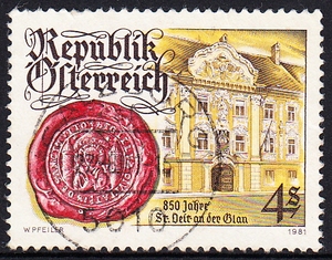奥地利信销邮票 1981年 圣维特安德格兰850周年 1-1