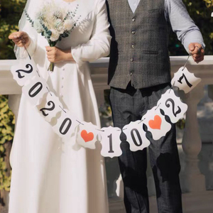 婚礼拍照道具拉花装饰户外结婚拉旗定制数字日期字母婚房布置套装
