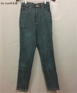 【原 价¥118】 vintage  日本古着墨绿色修身女款铅笔萝卜牛仔裤