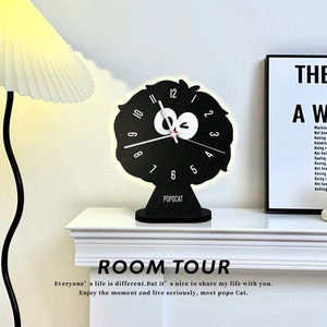 煤球创意桌面时钟摆件客厅装饰品钟表摆放式简约家用静音台式座钟