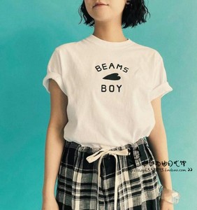 日系夏季新品beams经典款胸前字母宽松休闲短袖T恤上衣
