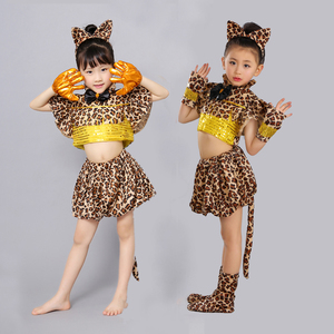 六一斑点猫狗表演服三只小猫儿童节动物演出服舞蹈服装豹纹小猫服