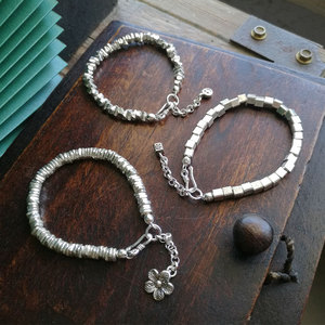 碎银几两手链925银切面银珠原创设计女泰国清迈手工银饰极细银链