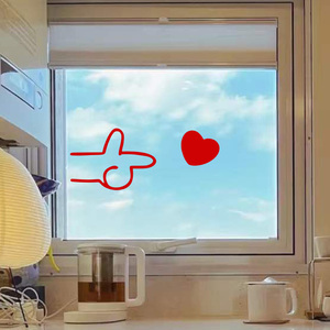发射爱心biu有趣贴纸 卧室客厅柜子店铺玻璃门橱窗镜子装饰墙贴画
