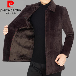 秋冬季新款皮尔卡丹男装中年羊绒男士羊毛呢子大衣中长款外套加厚