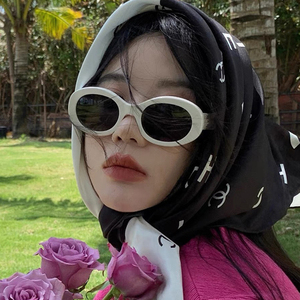 韩版椭圆形白色墨镜女高级感ins欧美复古度假凹造型搞怪太阳眼镜