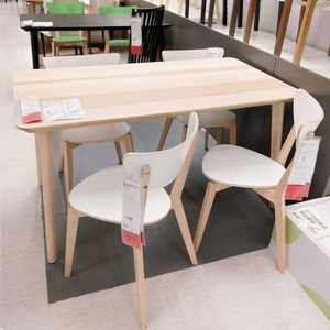 IKEA宜家餐椅诺米拉白色欧式餐厅客休闲椅子实木高档靠背简易实心