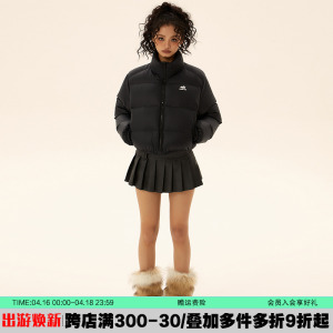 EZEK黑色羽绒服女短款冬季2024新款90白鸭绒小个子肯豆风面包服潮