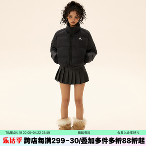 EZEK黑色羽绒服女短款冬季2024新款90白鸭绒小个子肯豆风面包服潮