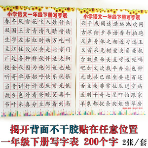 部编版一年级语文下册写字表生字挂图课文识字写字表生字表墙贴挂