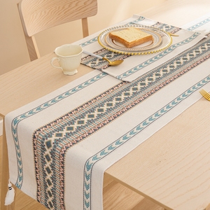 北欧棉麻桌旗波西米亚风桌垫简约现代茶几桌布台布电视柜长条桌巾