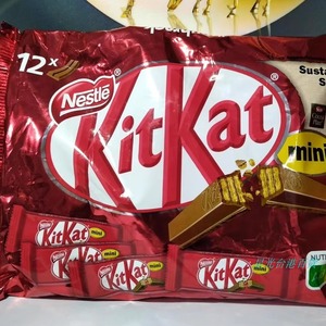 香港代购德国进口KitKat雀巢奇巧巧克力威化饼干12枚200g独立小包