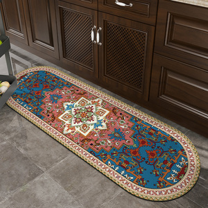 欧式地垫可裁剪长条椭圆形厨房地面防油垫可擦免洗皮革地毯民族风