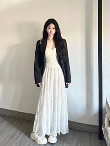 175高个子加长版白色半身裙2024早春装新款韩式垂感中长A字蛋糕裙
