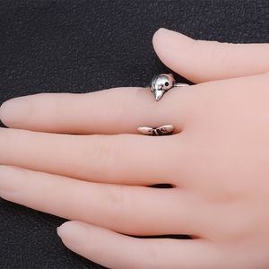 欧美创意海豚形影不离复古戒指学生装饰抖音网红指环男女款戒指