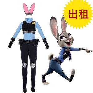 出租 朱迪兔子拟人COS服装疯狂动物城兔子警官服男女成人款长袖裙