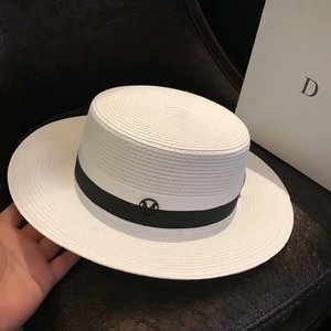 日本春夏季海边度假防晒遮阳帽子女士白色优雅平顶礼帽英伦草帽潮