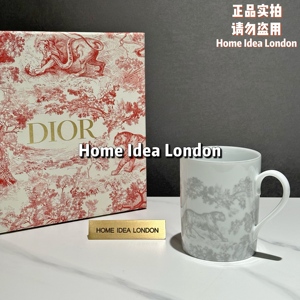 HOMEIDEA 迪奥Dior灰色茹伊印花马克杯精致瓷器杯子礼物下午茶法
