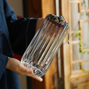 茶具配件玻璃茶叶罐普洱茶罐子装茶叶罐布盖家用便携小密封储物罐