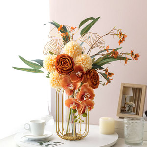 美式灯笼瓶轻奢高端仿真花摆件客厅餐桌茶几花束假花装饰摆设花艺