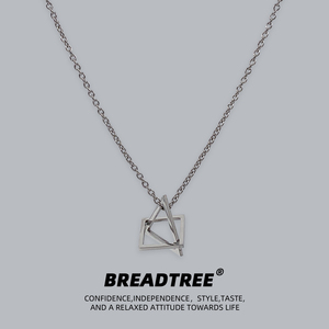 BREADTREE饰品 简约几何图形钛钢项链ins男女嘻哈卫衣链情侣吊坠