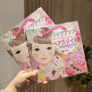日本进口儿童化妆卡通公主贴纸书美甲美发换装贴女孩反复贴好撕