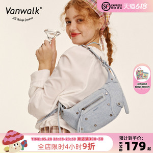 VANWALK牛仔系列 复古软皮斜挎腰包腋下少女高级感百搭小众单肩包