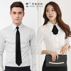 纯黑色领花 领带 女士职业领结领带 男士正装易拉得领带 客服领带