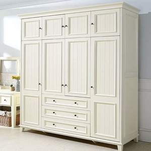 美式全实木大衣柜田园卧室衣橱四五六门白色柜子简约现代定制家具