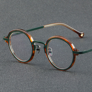 眼镜男近视镜新款圆框板材眼镜003C复古眼框金属镜框平光可配近视