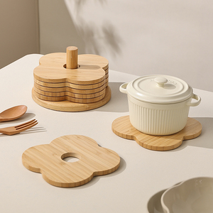 创意竹子隔热垫新中式餐桌防烫垫砂锅垫实木碗垫汤盆垫盘垫原木风