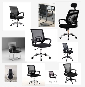 新款黑色办公职员转椅透气舒适滑轮办公椅升降高背椅子网布固定