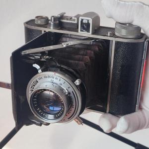 西洋古董怀旧老物件皮腔折叠式口袋120胶卷胶片相机故障民宿摆件