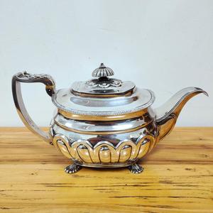 828g西洋古董走狮纯银茶壶大号英国维多利亚时期老式雕花银制茶具