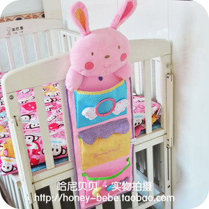 正品韩国卡通挂包婴儿床上用品床头挂袋尿布袋布艺收…