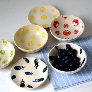 北欧陶瓷饭碗碟子家用可爱小号碗个性创意调料碗调料碟釉下彩套装