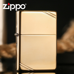 正品芝宝zippo煤油打火机原装正版纯铜经典1937复刻黄铜切角镜子