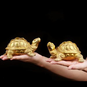 纯铜龟摆件乌龟解尖角长寿龟方小人动物家居风水迷你中式风格礼物
