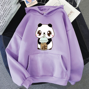 Milk Tea Panda Hoodie  欧美风INS超火喝珍珠奶茶的熊猫加绒卫衣