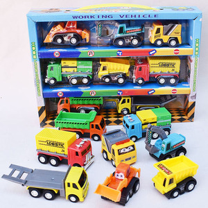迷你回力工程车Q版滑行小车玩具宝宝口袋玩具车组合套装1-3岁