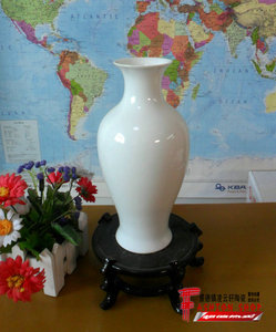 景德镇陶瓷器小花瓶花插客厅摆设绘画鱼尾瓶纯白色高白釉白胎